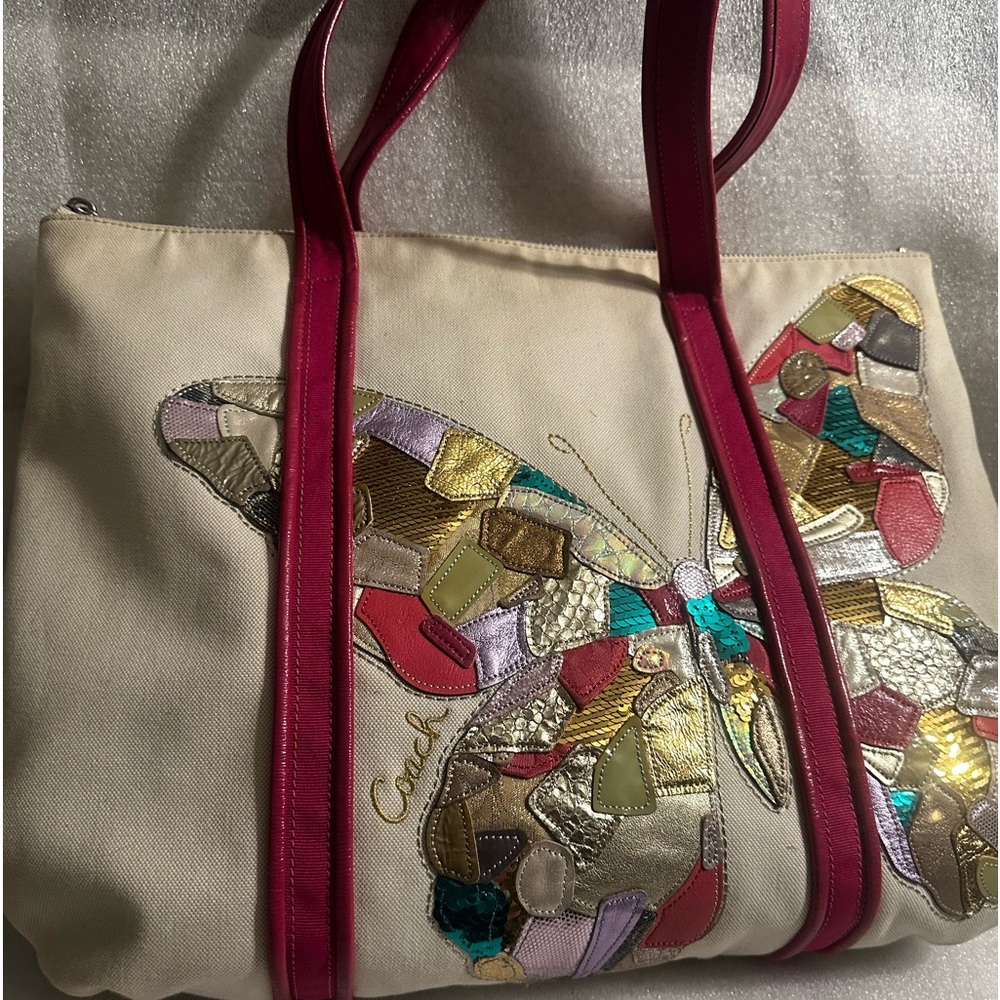 Coach Vintage Butterfly Tote Beautiful colors.